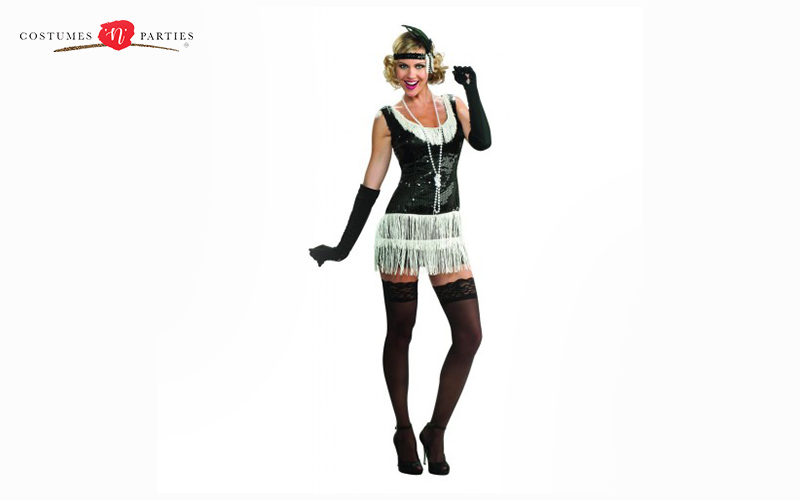 A model in a retro theme outfit